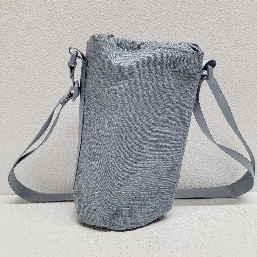 Vera Bradley Lighten Up Water Bottle Crossbody Bag Zen Gray NWOT Denim Blue